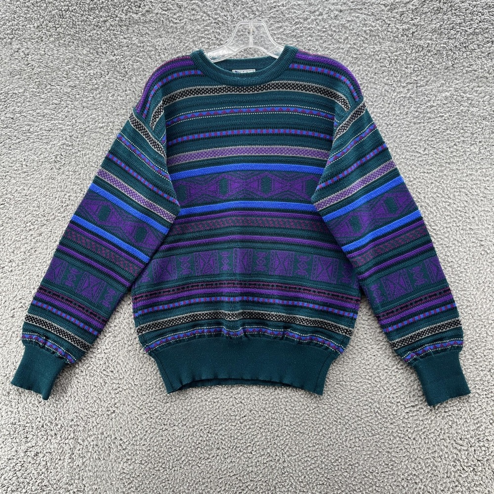 VTG 90s Meister Sweater Mens Medium Wool Blend Geo Pullover‎ Grandpa Cosby